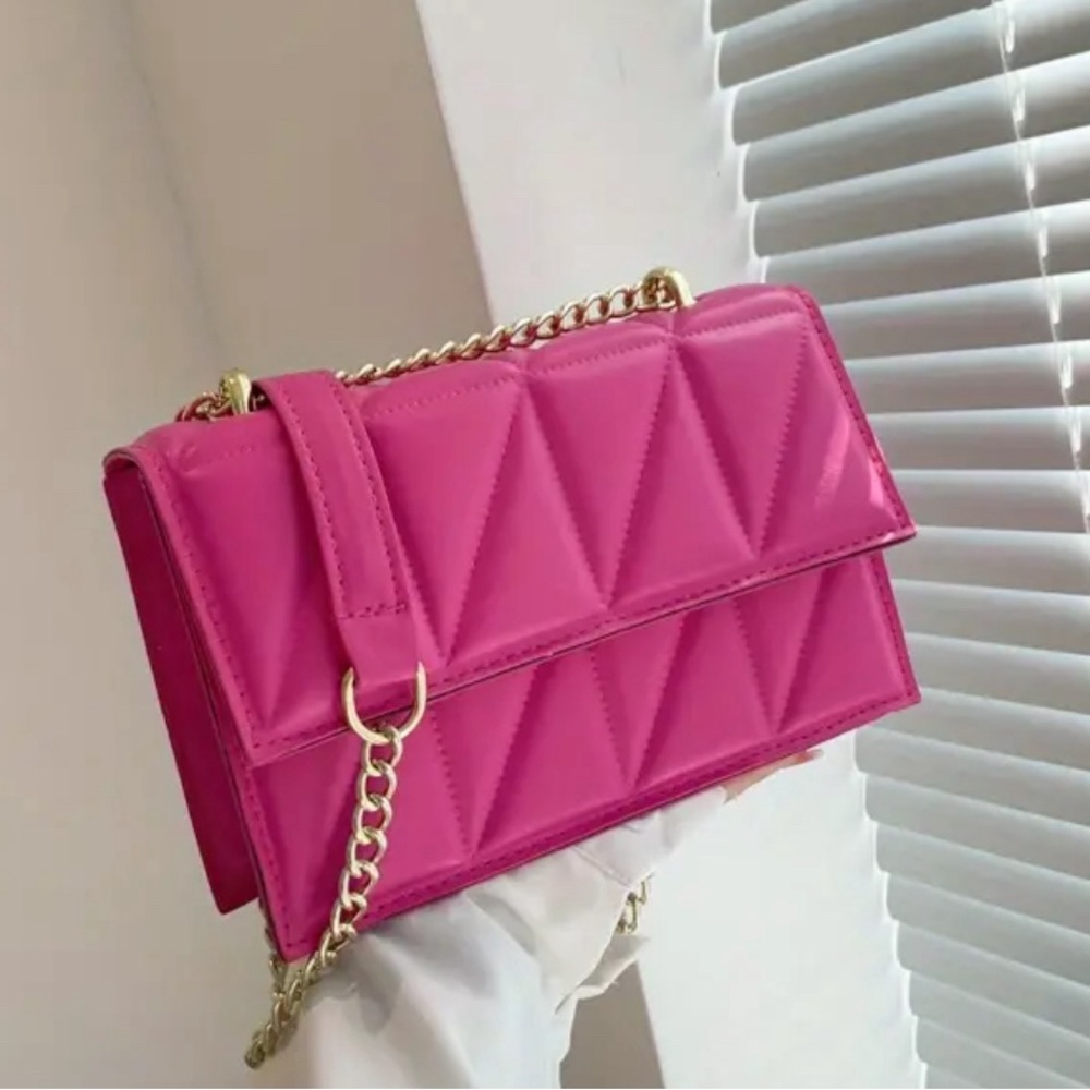 Argyle Quilted Crossbody Bag, Trendy Chain Shoulder, Women's Faux Leather Square